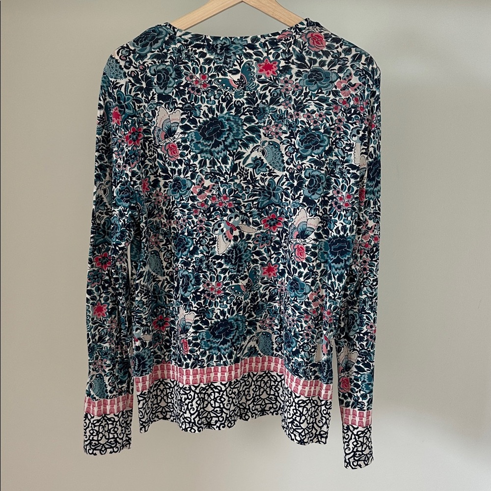 Tory Burch Pima Cotton long sleeve shirt in Blue Lake Kyoto size X-Large - Picture 4 of 6